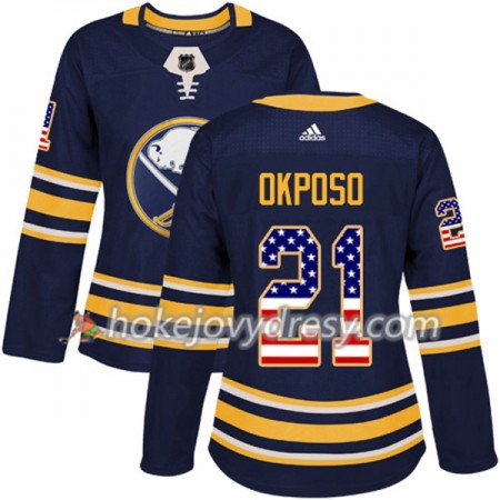 Dámské Hokejový Dres Buffalo Sabres Kyle Okposo 21 2017-2018 USA Flag Fashion Modrá Adidas Authentic